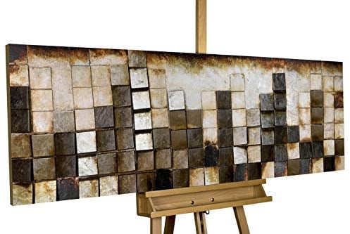 KunstLoft Holzbild 'Goldglanz im Zentrum' 144x44x7cm handgefertigt Wandbild