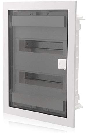 Intratec Sicherungskasten Unterputz IP40 – Verteilerkasten mit Tür, 2-reihig, 24 Module, 592x347x92 mm, Weiß, für Trockenräume