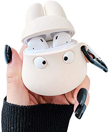 Rertnocnf kompatibel mit Ohrmuschel Airpods 1 & 2, Cute Fun Cartoon Tier Cross-Eyed Totoro Design Kreative Wireless Ohrentasche Abdeckung weiche Silikon Anti-Kratzer Schutz Schutz mit Schlüsselband