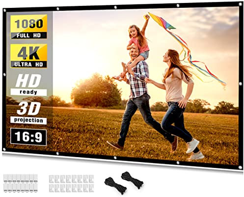 Projector Screen 100 inch, Taotique 4K Movie Projector Screen 16:9 HD Foldable and Portable Anti-Crease Indoor Outdoor Projection Double Sided Video Projector Screen for Home, Party, Office, Classroom