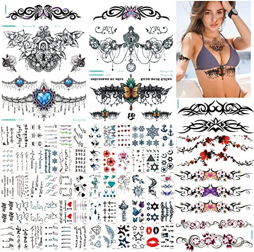 SnailGarden 69 Feuilles Tatouage Temporaire,Impermeable Faux Tatouages,Body Art Autocollant Ensemble,Tatouage Ephemere pour Adultes Hommes Femmes Enfants