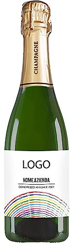 Bottiglia di Champagne personalizzato - Gadget aziendale personalizzato con logo, Idea per regali aziendali, strenne natalizie, cesti e merchandising (Linee colorate, 0,75L)