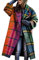 Onsoyours Manteau à Revers à Manches Longues Et à Carreaux à Blocs De Couleur pour Femmes d'automne Manteau en Laine Imprimé Multicolore M