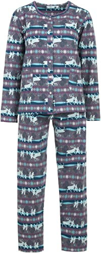 Zeitlos Pyjama Thermo Damen Schlafanzug Winter Set, Farbe:Mint, Größe:M