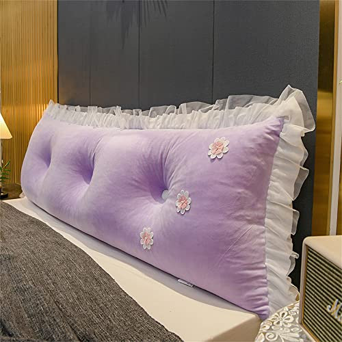 ZZYK Grande Cuscino Da Lettura Con Zeppa, Cuscino Per Testiera Del Resto Del Letto Imbottitura in Cotone Perlato Testiera Cuscino Matrimoniale Letto A Castello,Viola,70/180cm