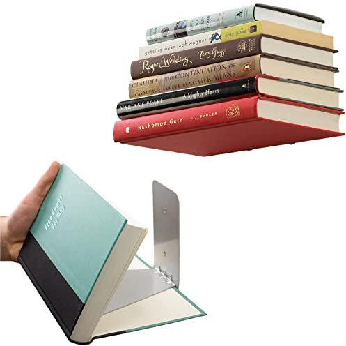 ROLLYWARE Einzigartiges Design, unsichtbares Bücherregal, Metall, schwer, schwebend, Bücherregal-Halter, hängendes Aufbewahrungsregal für Zuhause, Wanddekoration (hält bis zu 10 Bücher pro selbst),