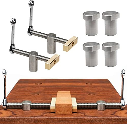 6 Stück Tisch Werkbank Klemme mit Bankstopps, Schraubstock Holzbearbeitung Schreibtisch Clip, Schnell Fixierte Klemme, DIY Positionierung Bankklemme Hilfswerkzeug Klemmen für 19mm Loch