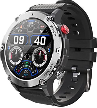 Smart Watch for Men IP68 Waterproof Bluetooth Dial Outdoor Tactical Smart Watches Military Fitness Trackers Blood Pressure Heart Rate Blood Oxygen Sleep Monitor Mens Sports Smartwatch for Android iOS