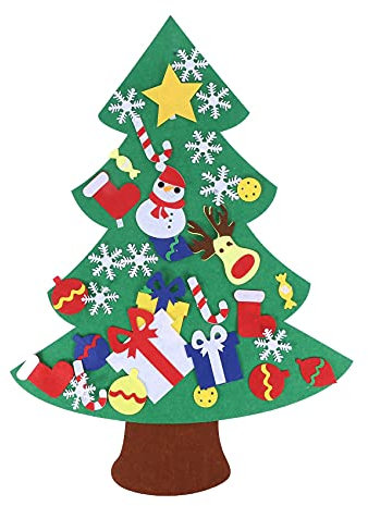 Filz-Weihnachtsbaum für Kinder, 3,2 , DIY-Weihnachtsbaum mit Kleinkindern, 30 Stück, Ornamente für Kinder, Weihnachtsgeschenke, hängende Heimtür, Wand, Weihnachtsdekoration
