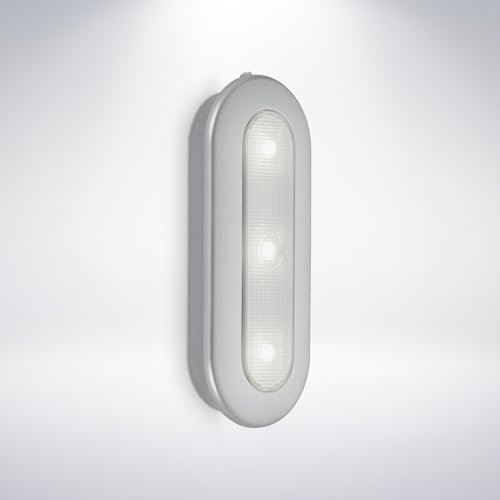 BRILONER - LED Schrankbeleuchtung, ohne bohren und Stromanschluss, inkl. 3x AA, Timer, Dauerlicht, Push light, Unterbauleuchte, Schranklicht, Schranklampe Küche, 15,2 cm, Silberfarbig