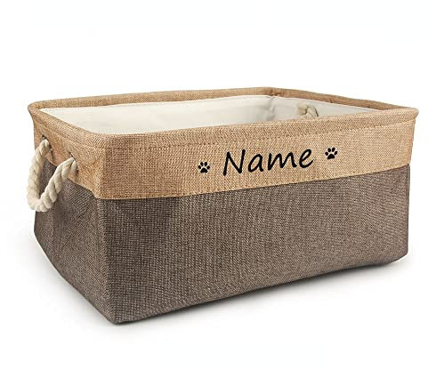 krui Aufbewahrungsbox für Hundespielzeug, kostenlos, bedruckbar, Katzenspielzeug, zum Selbermachen, personalisierbar mit Ihrem Namen, Hundespielzeugkorb, Aufbewahrung, personalisierbar (S 31 x 21 x 12