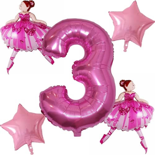 DIWULI Palloncini Compleanno Ballerina 3 Anni Decorazioni