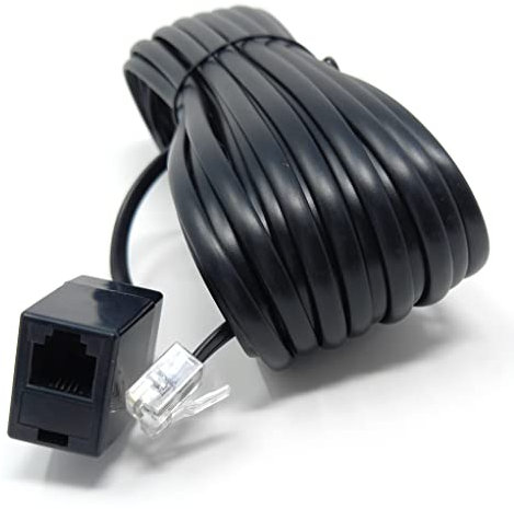 DRUT 10m RJ11 Male to RJ11 Socket Female ADSL Lead for Broadband, Phone, Router, Modem, Telephone Extension Cable 33ft Black