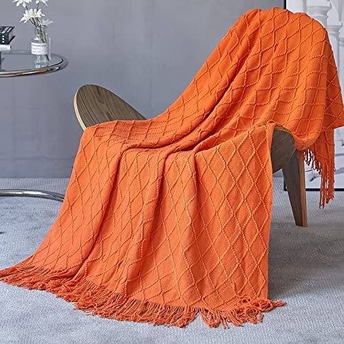 Homxi Couchbezug Zweisitzer,Sofahusse Einfarbig mit Raute Sofaüberwürfe Polyester Handtuch Sofa Orange Sofabezug Universal 130x230CM