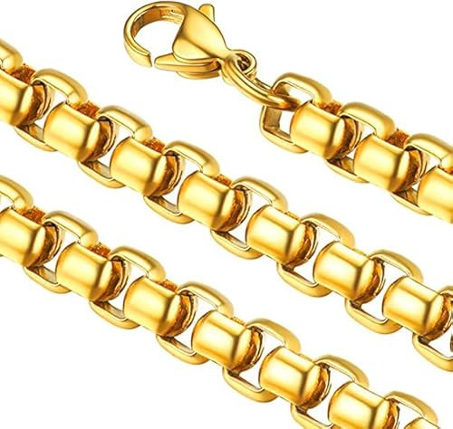 FaithHeart herren Kette, Goldene Venezianerkette Halskette für Damen und Herren, Punk 6MM Breit 50cm Lang Kette für Vater/Freunden/Sohn