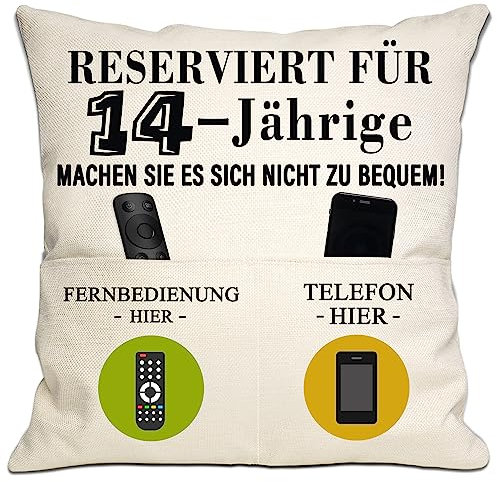 Bommex 14. Geburtstag Geschenk Tasche Kissenbezug für 14 Jahre alt Mädchen Jungen 14. Geburtstag Kissenbezug für Tochter Sohn Schwester Bruder Freunde 14 Jahre Geschenk(14. Geburtstag)