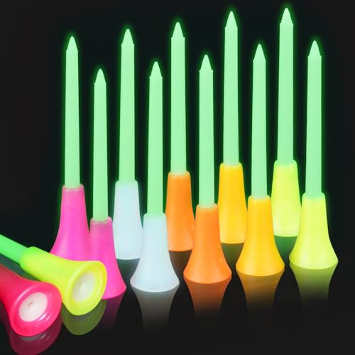 Kofull Tees de Golf Golf Tees Gummi 18 Pack-Mixed-Leuchtende Golf Tees Golf Tees Kunststoff Lang 70 mm (2 3/4)