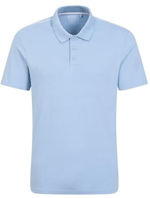 Mountain Warehouse Cordyline Textured Mens Polo - Comfortable Tee Shirt in 100% Cotton with UPF 50+ - for Spring Summer, Outdoors, Travel & Holiday Pale Blu XS