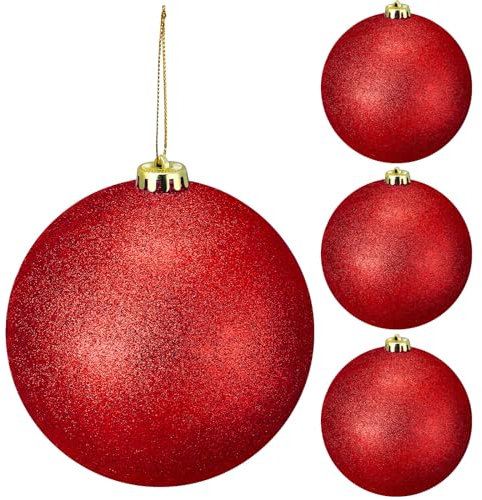 Liliful 4 adornos de Navidad grandes de 5.9 pulgadas para exteriores, esferas rellenables, adorno grande para árbol de Navidad, decoración colgante para el hogar, exteriores, vacaciones, césped,