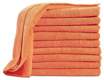 Devior 10er Set Mikrofasertücher 40x40 cm, Orange – Mikrofasertuch für Staubwischen, Oberflächenreinigung, Fensterputzen, Lackpflege & Innenraumreinigung, 80% Polyester, 20% Polyamid