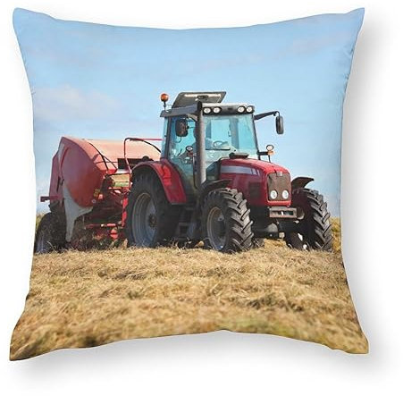 NIBABA Kissenbezüge, 1 Stück, riesiger Traktor, Heuhaufen, dekorative Kissenbezüge, 40 x 40 cm, weiches Polyester, quadratisch