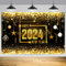 2024 Große Happy New Year Banner Neujahrs Banner 2024, Silvester Deko 2024 Neujahrs Hintergrund Banner, Happy New Year Hintergrund Banner für Neujahrsdeko Silvester party Drinnen Draußen, 180 * 110 cm