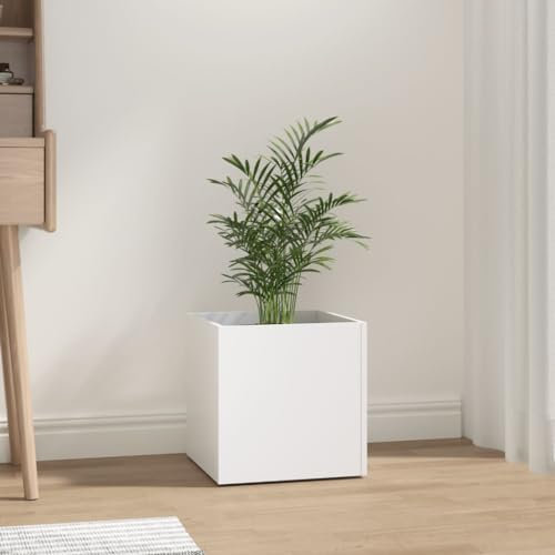 FIRBNUS Jardinière Intérieure Blanc 40x40x40 cm Bois d'ingénierie Résistance à l'humidité Pot de Fleurs Cultiver Plantes dans Grande Variété d'endroits Salon Chambre à Coucher Bureau