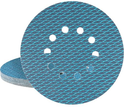 STEBRUAM 20 Pezzi Dischi Abrasivi 225mm P60 grana Dischi abrasivi da 225 mm, 10 Fori forma di diamante,Per Cartongesso Parete e Levigatrice a Soffitto