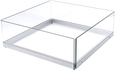 J JACKCUBE DESIGN MK1303B2 Windschutz für Feuerstelle, 45,7 x 45,7 x 15,4 cm, gehärtetes Glas, dick, quadratisch, Flammenschutz, Windwiderstand für Gas-Feuerstellen im Freien