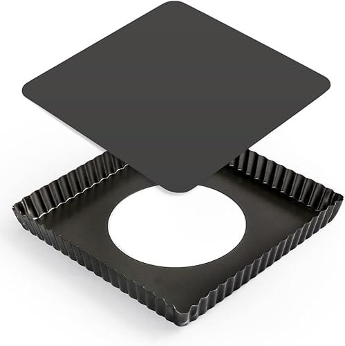MGE - Stampo Crostata Quadrato - Teglia per Quiche e Crostata - Stampo Crostata Fondo Amovibile - Stampo Crostata Furba con Fondo Removibile - Stampo Furbo Quadrato