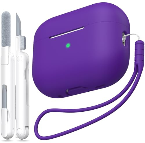MHYALUDO Kompatibel mit AirPods Pro 2 Generation Hülle, Anti-Fall Weiches Silikon Stoßdämpfung Kompatibel mit AirPods Pro Case Skin Touch mit Schlüsselanhänger und Reinigungsset, Lila