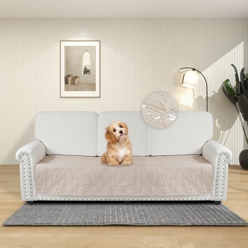 DUJUIKE Wasserdichter Sofabezug für Hunde, 100% wasserdichte Hundedecke, Sofaschutz, Bettdecke mit Antirutschpartikeln, Möbelschutz für Hunde, Katzen und Haustiere (Creme, 76-180cm)