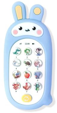 Baby Phone, Le téléphone à comptines et berçeuses, Jouet d'éveil Musical interactif et chansons éducatives pour bébé de 6 9 12 24 Mois, Cadeau 1 2 3 Ans Fille Garcon, Le Lapin Dentition (Bleu)