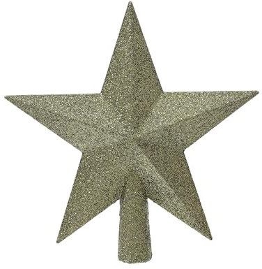 Kaemingk Christbaumspitze Kunststoff 19cm Stern mit Glitzer Weihnachtsbaumspitze - Christbaumschmuck & Weihnachtsbaumschmuck - Rosmarin