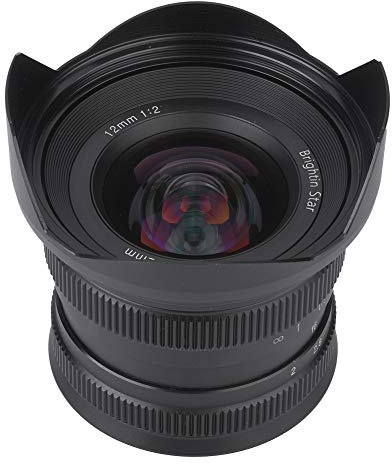 Prime-Objektiv, Brightin Star 12 mm f2.0 Superweitwinkelobjektiv APS C Metall Optisches Glas Manuelles Festfokusobjektiv für spiegellose Kameras (Sony E Port)