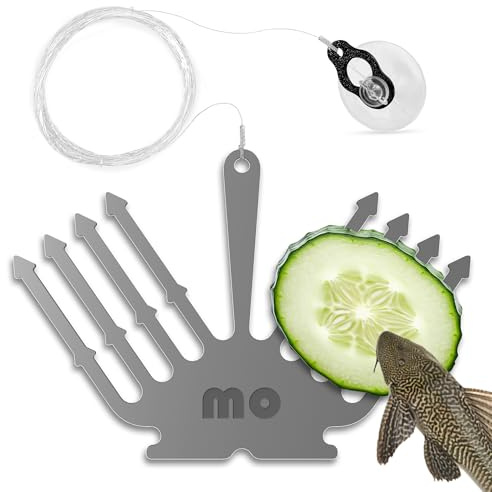 Mars Outpost Deluxe Cucumber Holder Pleco Feeder for Aquarium/Fish Tank - Stainless Steel with Suction Cup and Retrieval Line for Fresh and Salt Water Easy Cleaning Vegetable Holder Veggie Feeder