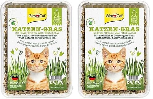 GimCat Erba per Gatti 150g, Erba per Gatti a Riproduzione Rapida in Soli 5-8 giorni, 1 ciotola, 1 x 150 g (Confezione da 2)