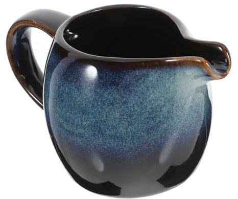 Gatuida Keramik Milchkanne Mit Ergonomischem Griff Und Spitzem Ausguss Mittleres Sahnekännchen Für Soßen Und Sahne Blaues Porzellan Kännchen Zum Servieren Und Warmhalten