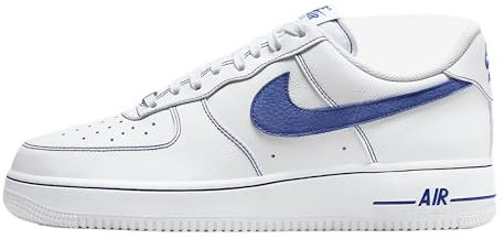 NIKE Herren AIR Force 1 '07 LV8 Sneaker, White Deep Royal Blue, 46 EU