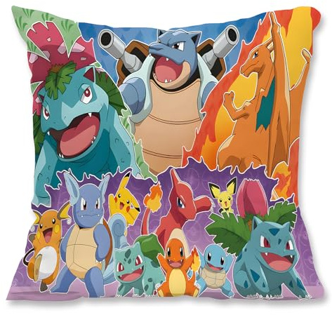 YFCHOTI Kissenbezug Kinder Zierkissenbezüge, Cartoon-Anime-Elf Kissenhülle, Superweicher Kopfkissenbezug mit Doppelseitigem Muster und Verdecktem Reißverschluss für Bett Sofa Stuhl Auto, 45x45cm