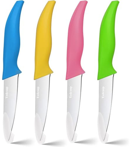 Yedcxup Couteau Office Set 4 - Couteau Doffice pour Fruits et Légumes, Lame très tranchante, poignée confortable, Acier Inoxydable, Couteaux d'office pour cuisiner (Colore)