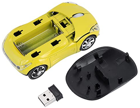 KIMISS Wireless Mouse Car Mouse For 2.4G Wireless Mouse Optical Mouse 1600Dpi For Mac Me Pc Tablet Gaming Office (Yellow)