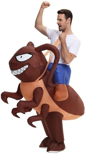 Poptrend Aufblasbares Kostüm Kakerlake, Kakerlake aufblasen Kostüme für Erwachsene Männer Frauen Halloween Kostüme Ride on Kakerlake aufblasbare Kostüm für Kinder Cosplay Party