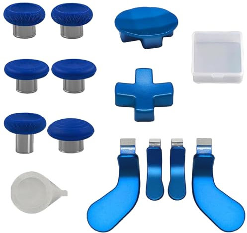 13in1 Metal Thumbsticks Replacement for Xbox One Elite Controller Series 2, Joysticks Thumbsticks Paddles for Elite Series2 Core with 6 Swap Joystick,4 Paddles, 2 D-Pads,1 Tool (Blue) [video game]