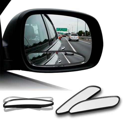 2 Stück Toter Winkel Spiegel Auto, 14 cm/5,5 Zoll Breiter Konvexer Blind Spot Spiegels, Einstellbar Blind Spot Auto Spiegel Verkehrsspiegel, Selbstklebend für Autos, SUV, LKW