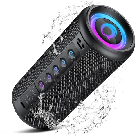 Enceinte Bluetooth puissante, Enceintes Portable Bluetooth 5.4 Sans Fil Avec 20w stéréo, Appariage TWS, Lumière RGB, Appel Mains Libres, 3 EQ Mode, Haut-Parleur Étanche IP7 Pour L'extérieur, Noir