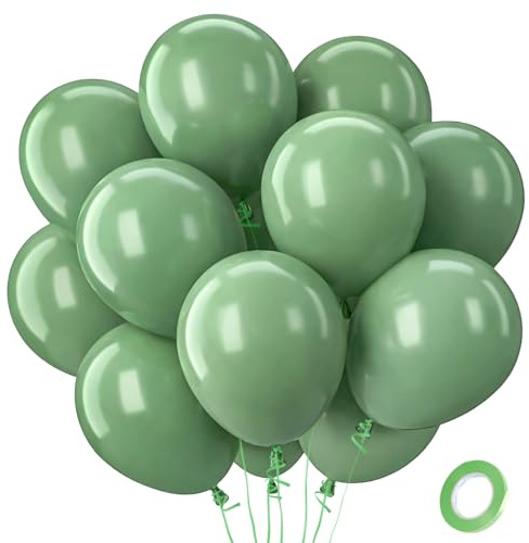 QIFU Luftballons Salbeigrün - 100 Stück Grün Luftballon Geburtstag, Latex Helium Grüne Ballons Party Deko für Weihnachten Geburtstagsdeko Hochzeits Babyparty Graduierung Jahrestag Taufe Feier, 12 Zoll