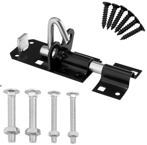 SATARGO Gate Lock Bolt, Brenton Heavy Duty Door Slide Bolts Lockable Padbolt for Shed, Outhouse and Stores - Includes Fixingss (3.5 Bolt 89mm)