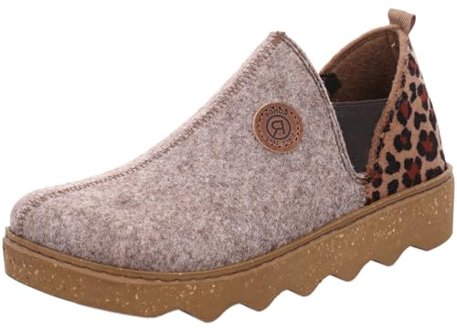 Rohde Damen Hausschuh Plateau Slipper mit Leopard und Zebramuster Foggia-D 6106