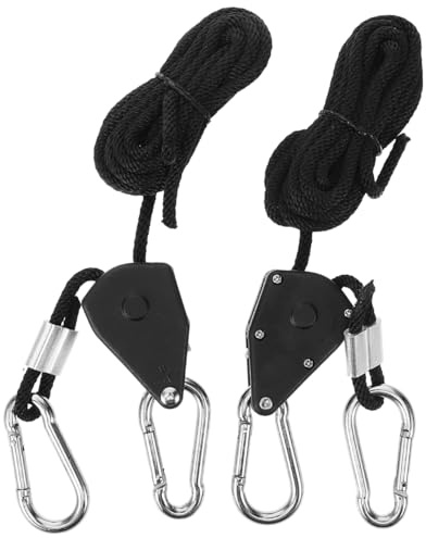 NUOBESTY Cintre À Corde Réglable Pour Lampe De Culture Poulie De Suspension Avec Cliquets À Engrenages Métalliques 1 Paire Pour Lampes Led De Plantation Et Suspension Plante Intérieure